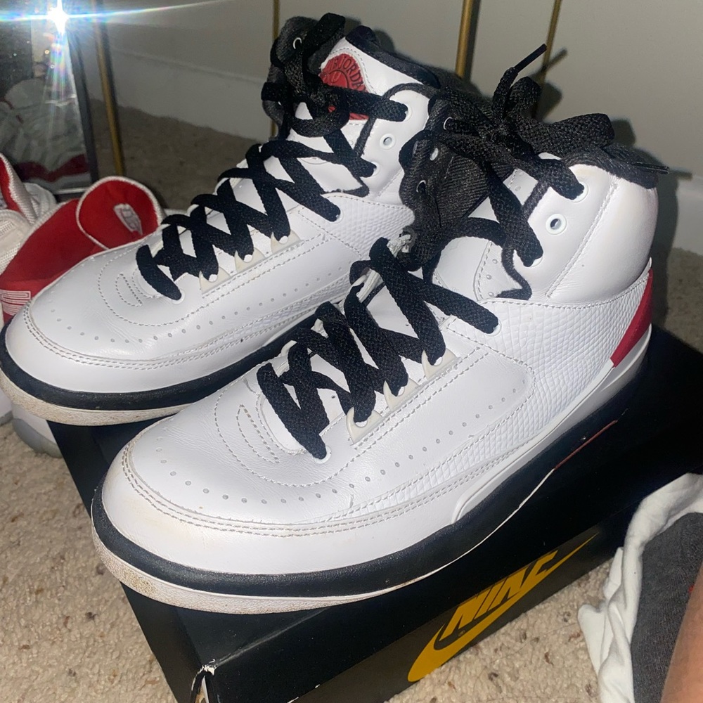 Red white and black Jordan’s